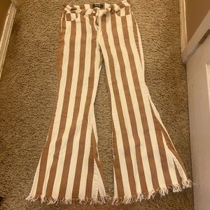 Stripe flared jeans